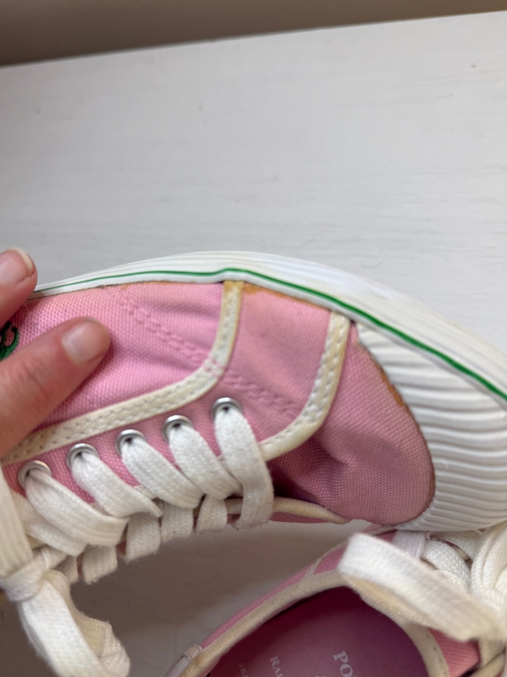 90's Polo Ralph Lauren light pink Canvas sneakers (size 8) vintage preppy Y2K - Picture 2 of 15